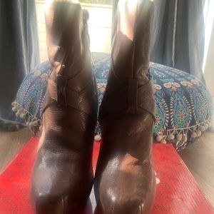 GUESS Brown Leather Platform Ankle Boots